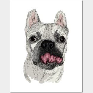 Bulldog draw with scribble art style Posters and Art